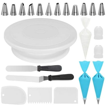 LeaderPro 72 Pcs Cake Decorating Kits Supplies with Cake Turntable Icing Tips Pastry Bags Icing Spatula
