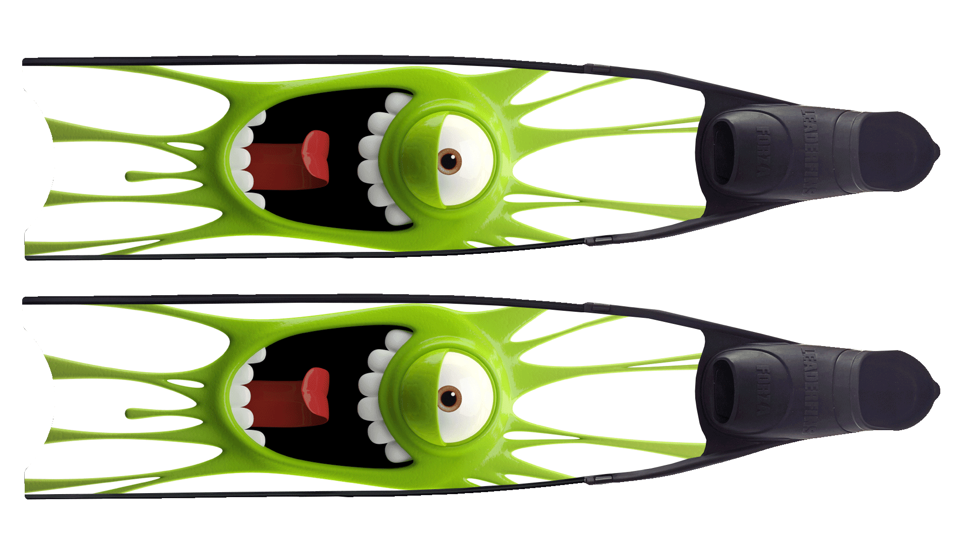 Leaderfins Fiberglass Full Foot Free-diving Fins, Black/Black, Emotions(39-40)