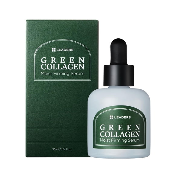 Leaders Green Collagen Moist Firming Serum Vegan Plant-Powered Anti-Aging, Skin Firming, Hydration, Improves Elasticity, Repairs Skin Barrier, Phyto-Lacto Collagen, Suitable for Sensitive Skin 30ml
