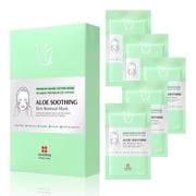 Leaders Insolution Aloe Soothing Skin Renewal Mask | Organic Aloe Leaf & Cactus Extract Hydrating Facial Treatment for Sensitive, Dry, Acne-Prone Skin | UV Repair & Hydration Boost 5 Sheets