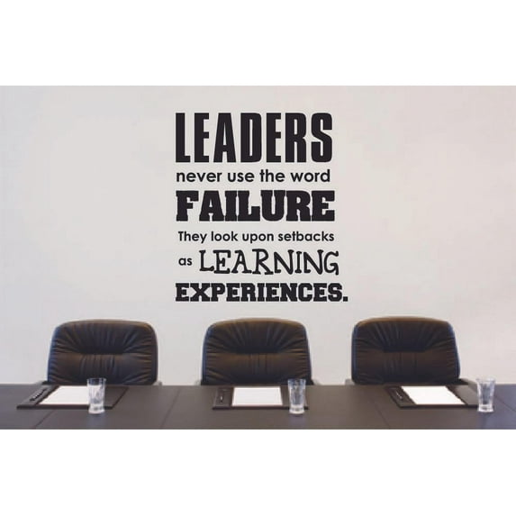Leaders Never Use Failure Quote Positive Life Motivation Inspiration Quotes Saying Wall Art Sticker Designs Vinyl Stickers For Home House Walls Rooms Windows Bedroom Decoration Size (10x8 inch)