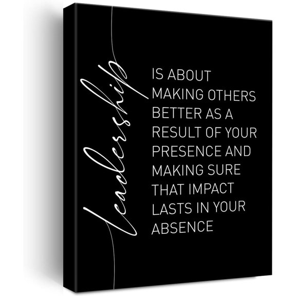Leadership Quote Canvas Wall Art Motivational Leadership Canvas Print Painting Office Home Wall Decor Framed Leader Teacher Boss Gift 12x15 Inches (Black)