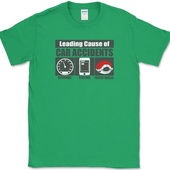 Leading Cause of Accidents T-Shirt Funny Video Game Humor Novelty Tee - Green, XL