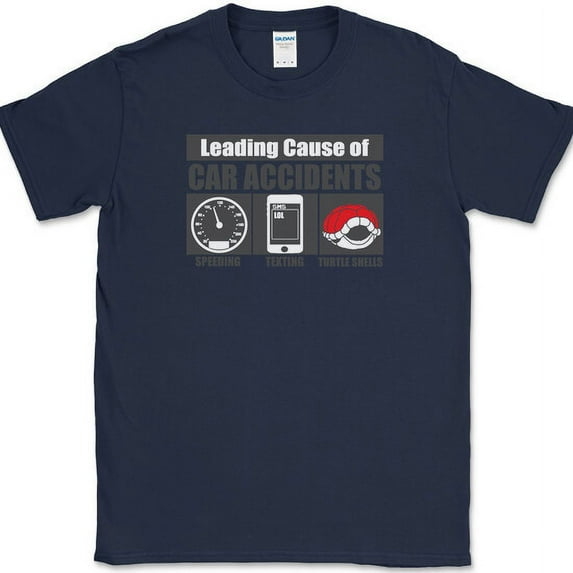 Leading Cause of Accidents T-Shirt Funny Video Game Humor Novelty Tee - Navy, S
