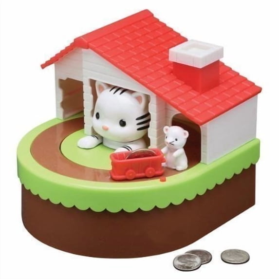 Cat Chase Mouse Train Itazura Kitty Automated Coin Saving Box Piggy Bank
