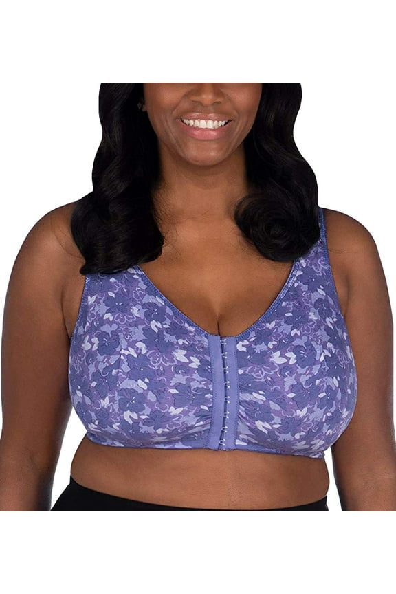 Women's Cotton Front-Closure Leisure Bra, Lavender Floral Camo, 38A/B