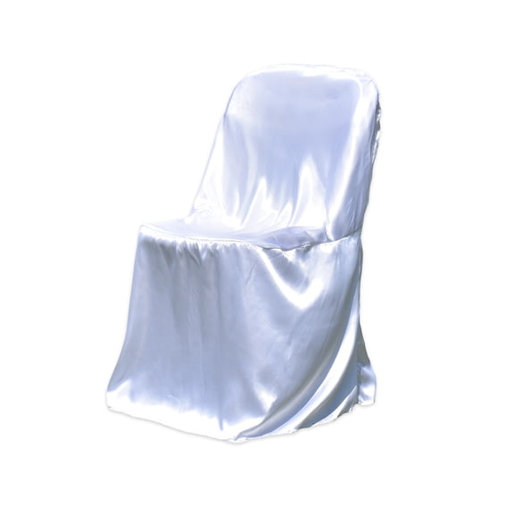 Leading Linens 1 pc White Satin Folding Chair Covers - Premium Durable Slipcovers for Party Events Wedding Reception Restaurant Dining Decorations