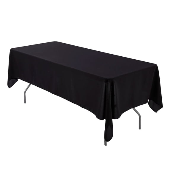 Leading Linens 10 pc 70x108 Inch Rectangle Black Polyester Tablecloths - Stain & Wrinkle Resistant Washable Dining Table Cover for Wedding Reception Banquet Party Event