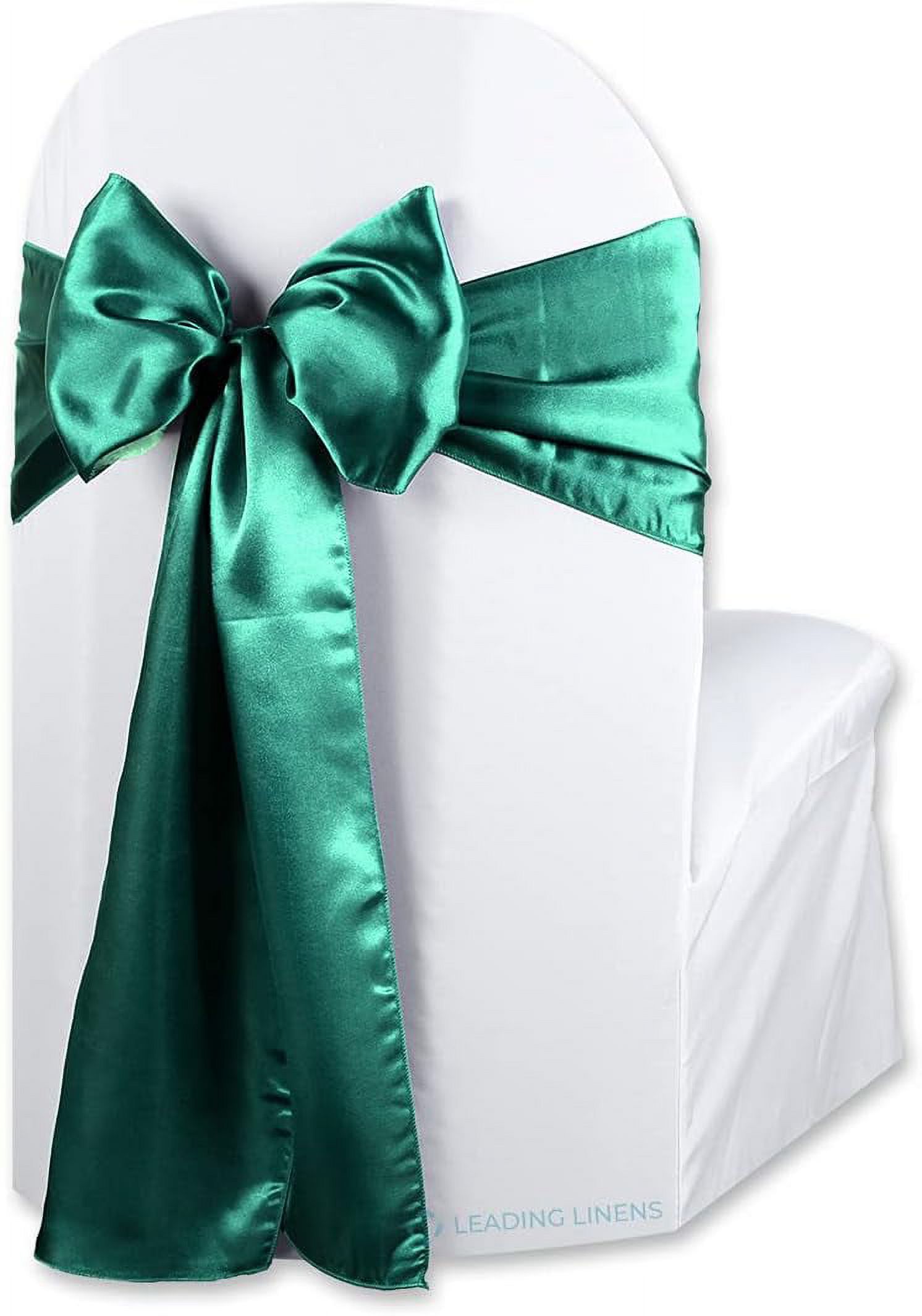 Leading Linens 100Piece Emerald Green Chair Cover Sashes Set of 108