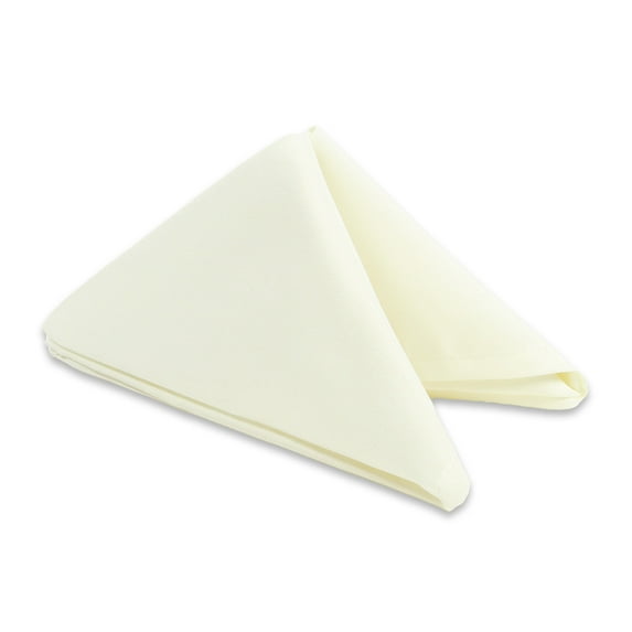 Leading Linens 12 pc Ivory 20"x20" Polyester Cloth Napkins - Premium Washable Soft Durable Elegant Table Linen for Dining Restaurants Weddings Events Rentals Banquets & Parties