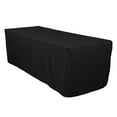 thumbnail image 1 of Leading Linens 2 pc 8 ft Rectangular Fitted Black Polyester Tablecloths - Stain & Wrinkle Resistant Washable Dining Table Cover for Wedding Reception Banquet Party Event, 1 of 4