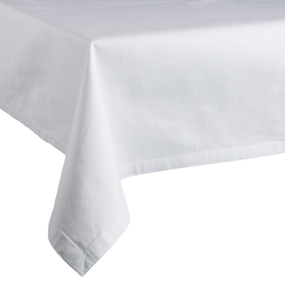 Leading Linens 52x52 Inch Square White Polyester Tablecloth - Stain & Wrinkle Resistant Washable Dining Table Cover for Wedding Reception Banquet Party Event