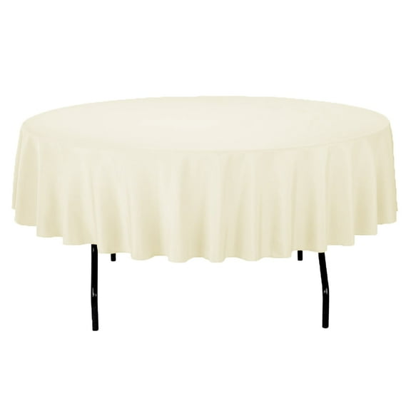 Leading Linens 60 Inch Round Ivory Polyester Tablecloth - Stain & Wrinkle Resistant Washable Dining Table Cover for Wedding Reception Banquet Party Event