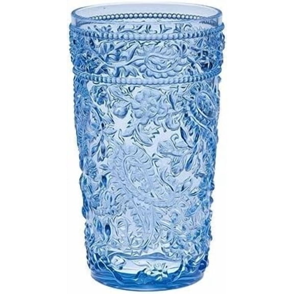 LeadingWare Paisley Acrylic Glasses Drinking Set of 4 Hi Ball (17oz), Plastic Drinking Glasses, BPA Free Cocktail Glasses, Drinkware Set, Drinking Water Glasses