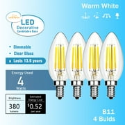 Leadleds Chandelier LED Bulb 40 Watt Equivalent, E12 Mini Base Candelabra Led Light bulbs 2700K Warm White Dimmable for Home, Hotel, Kitchen, Night Light, 4-Pack