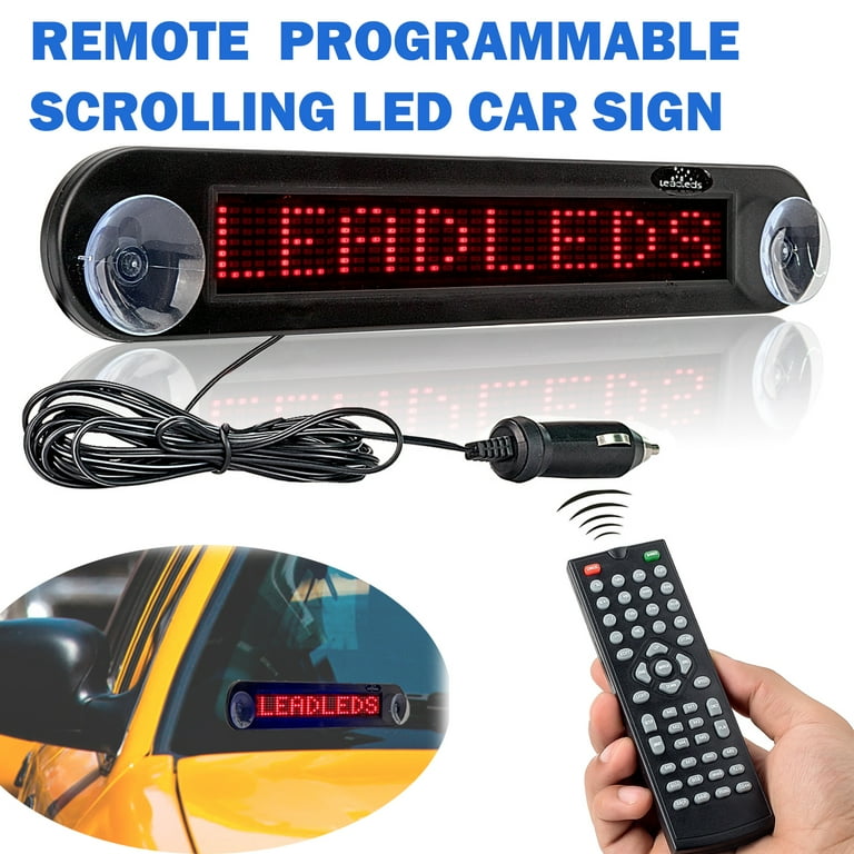 Leadleds DC12v Led Car Sign Remote Programmable Message Board