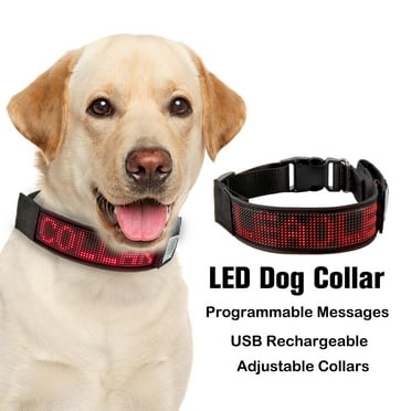 Leadleds Digital Collar Programmable LED Dog Collar, Flashing Light Up Rechargeable Pet Dog Safety Collar Glow in The Dark Light-up Neck Loop (Red Led)
