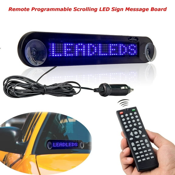 Leadleds Remote Led Car Sign Programmable Scrolling Message Board for Commercial Use, Blue