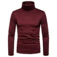 thumbnail image 1 of Leadmall Black Turtleneck Shirt Men Solid Pattern Turtleneck Casual Pullover Tops Winter Warm Long Sleeve T-shirt Undershirts Polyester Fitted Men High Neck Tshirt Turtleneck Shirt Y-1 Wine XL, 1 of 4