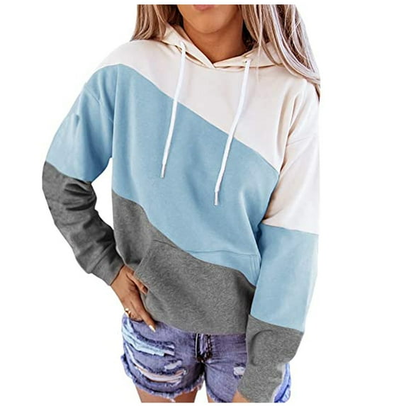 Leadmall Hooded Sweatshirts Hoodies for Women Stripe Printed Hooded Loose Long Sleeve Tops Casual Sweatshirt Lightweight Hoodies for Men S40060