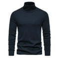 thumbnail image 1 of Leadmall Long Sleeve Shirts for Men Solid Pattern Casual High Elasticity Turtleneck Underwear Tops Blouse Polyester Fitted Men High Neck Tshirt Turtleneck Tshirt Y-5 Navy L, 1 of 7