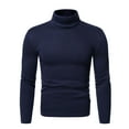 thumbnail image 1 of Leadmall Long Sleeve Tee Shirts for Men Solid Pattern High Neck Fleece Pullover Tops Slim Fitted Men's Undershirts Polyester Fitted Men High Neck Tshirt Turtle Neck Sweaters Y-9 Navy L, 1 of 6