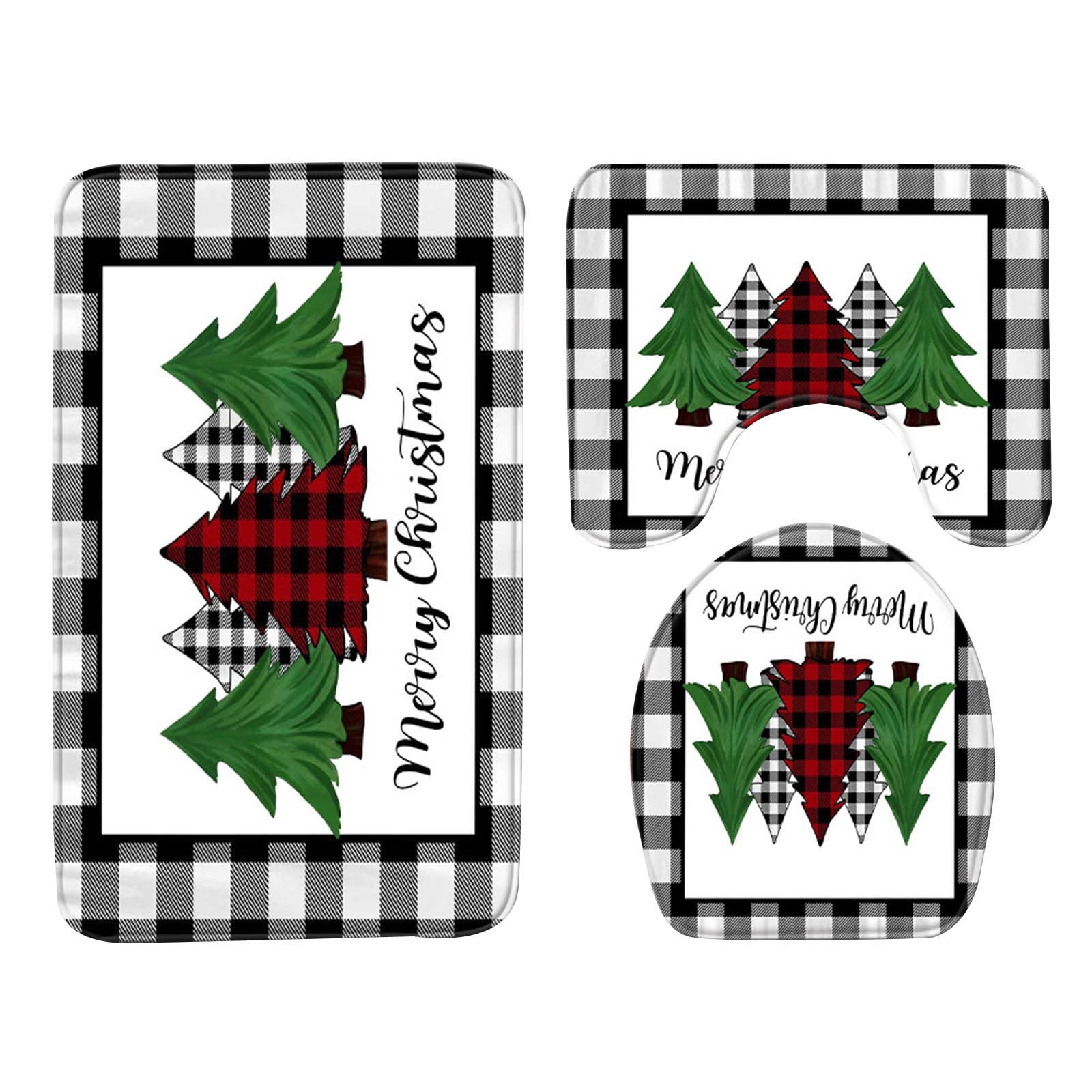 Leadmall Outdoor Rugs on Sale Clearance, Christmas 3 Piece Bathroom