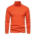 thumbnail image 1 of Leadmall Tshirts Shirts for Men Solid Pattern Casual Long Sleeve High Elasticity Turtleneck Underwear Tops Blouse Polyester Fitted Men High Neck Tshirt Turtleneck Shirts Y-5 Orange L, 1 of 7