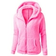 thumbnail image 1 of Leadmall Women Full Zip Fleece Jackets Womens Winter Long Sleeve Warm Fleece Jacket Coat Pockets Zip up Hoodies Sweatshirts Hooded Jackets with Zipper Ladies Casual Hooded Coat Outwear Pink-C S, 1 of 3