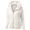 thumbnail image 1 of Leadmall Women Hoodies with Zipper Full Zip Hoodies Solid Long Sleeve Hooded Sweatshirt Pockets Fall Casual Sweatshirts Jacket Winter Warm Fleece Hoodies Jackets Coat Sweater Outwear Y-Y3 White XXL, 1 of 5