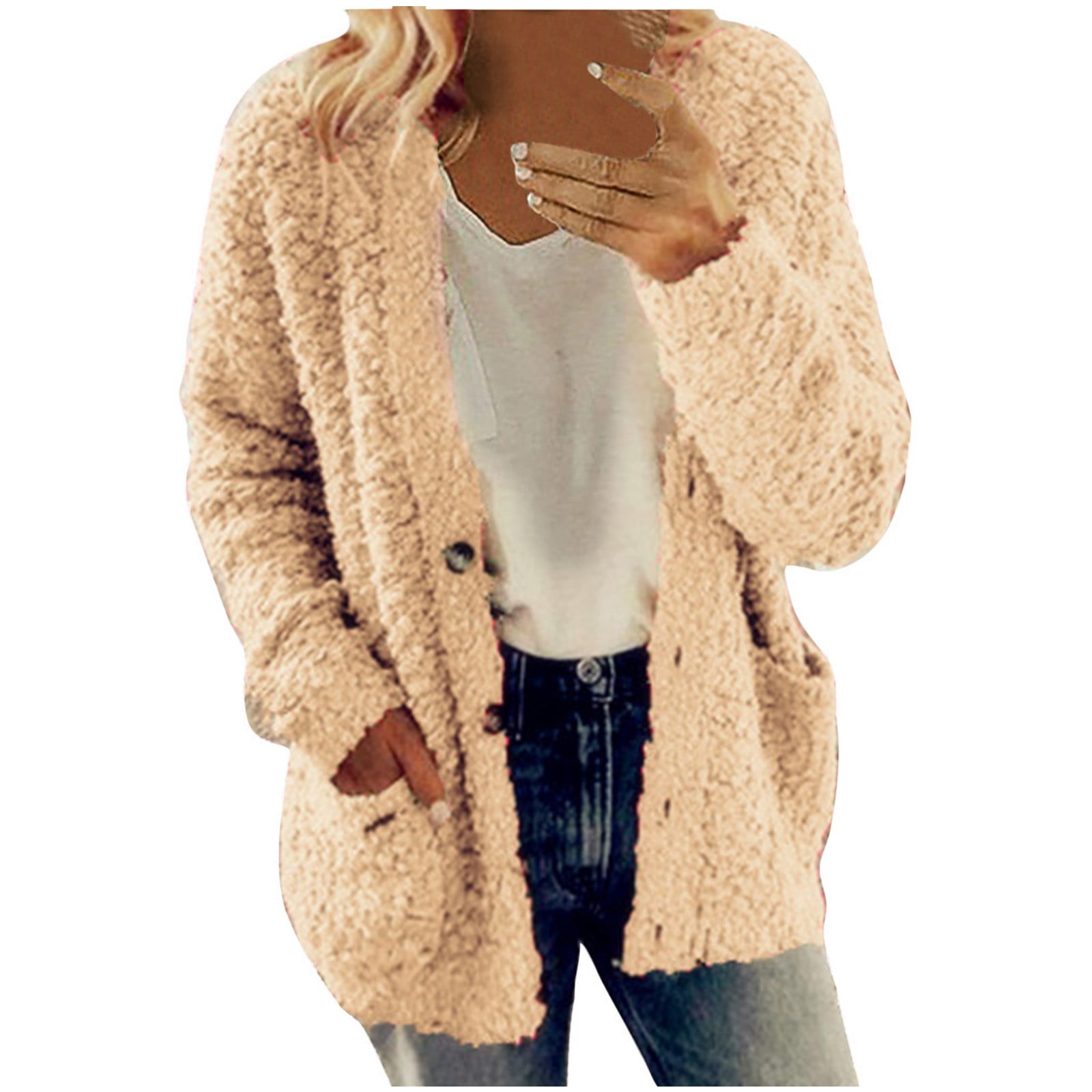 Flame Single-layer Fleece-lined Cardigan Coat Loose-fitting Casual