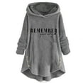 thumbnail image 1 of Leadmall Women Pullover Hoodies Fleece Hooded Sweatshirt Buttons Asymmetrical Hem Letter Print Warm Winter Coat Outwear Graphic Sweaters Fleece Jackets Lightweight Hoodie Tops Gray-A L, 1 of 4