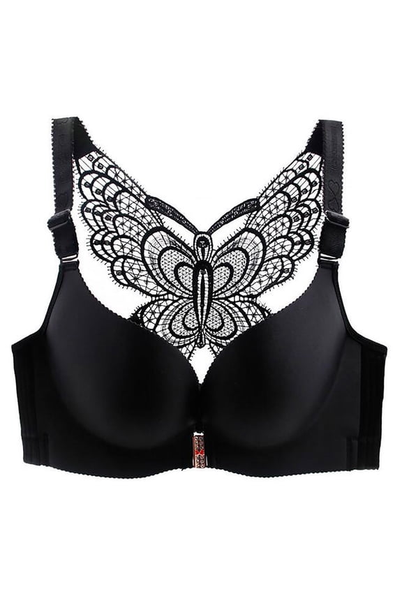Women Push Up Bra Everyday Bras Ladies Solid Bra Wire Free Underwear Front Closure Butterfly Backless Bra Backless Bra Womens Bralette