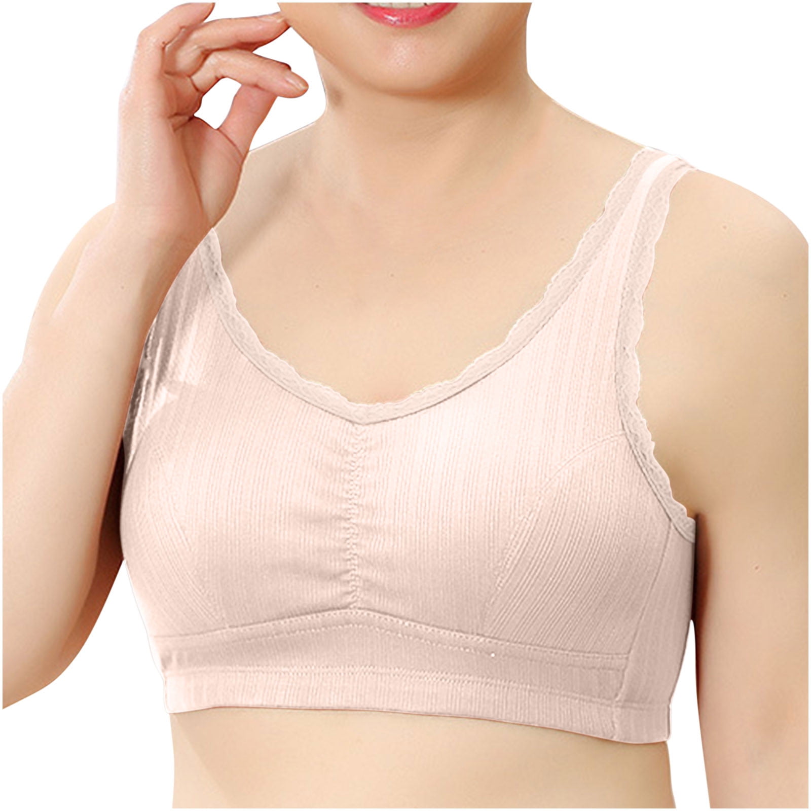 Xmarks Women Nursing Cotton Breastfeeding Wire Free V-neck Maternity Bra  Front Snap Padded Sleep Bralettes Wide Shoulder Strap Bras M-3XL