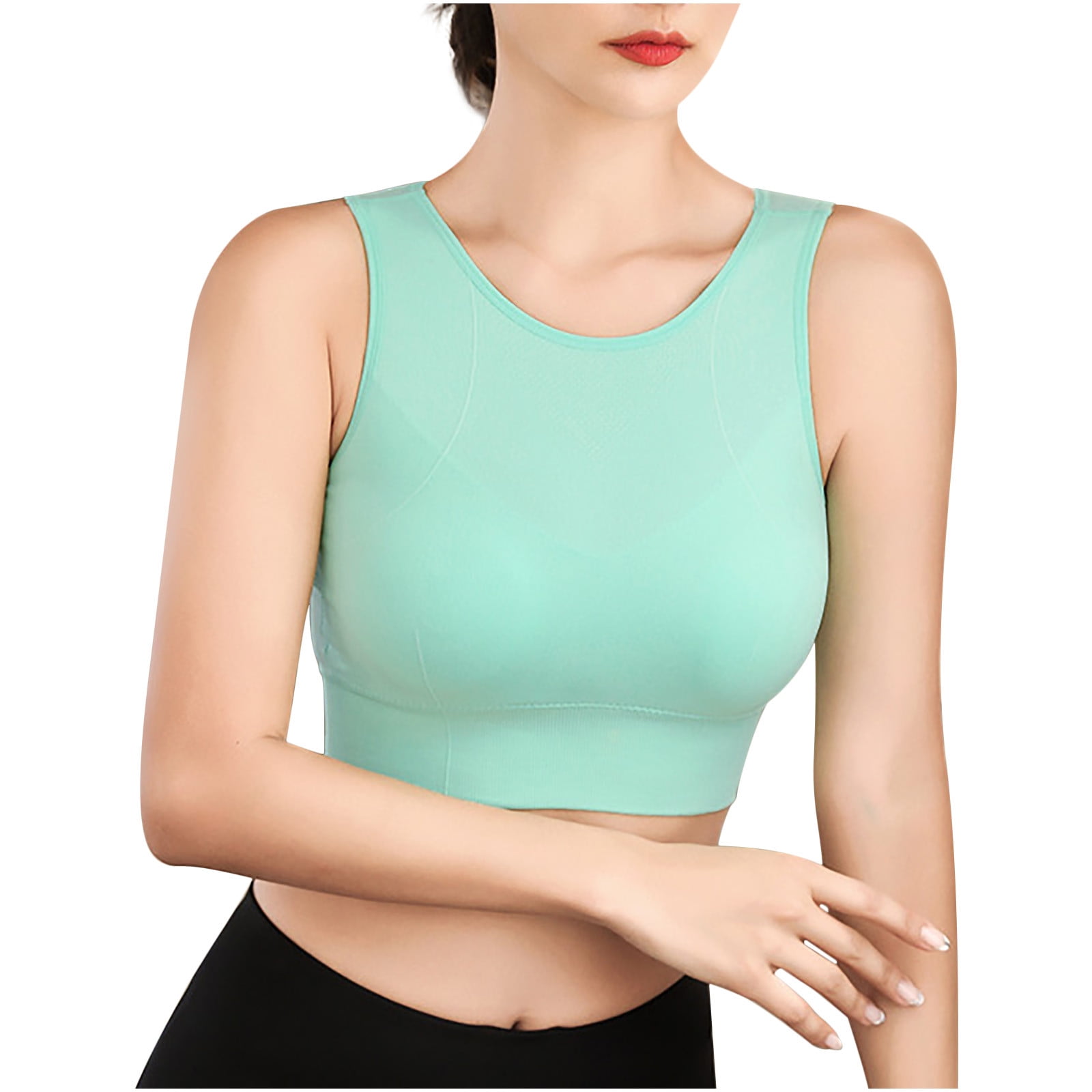Women Light Support Sports Bra Pullover Seamless Built Up Yoga Bras Padded  Crop Tank Top Athletic Cami Bralette Workout Light : : Clothing
