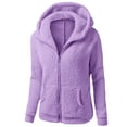 thumbnail image 1 of Leadmall Womens Fleece Jackets & Coats Full Zip Hoodies Solid Long Sleeve Hooded Sweatshirt Pockets Fall Casual Sweatshirts Jacket Winter Warm Fleece Hoodies Jackets Coat Sweater Outwear Y-Y1 Purple M, 1 of 3