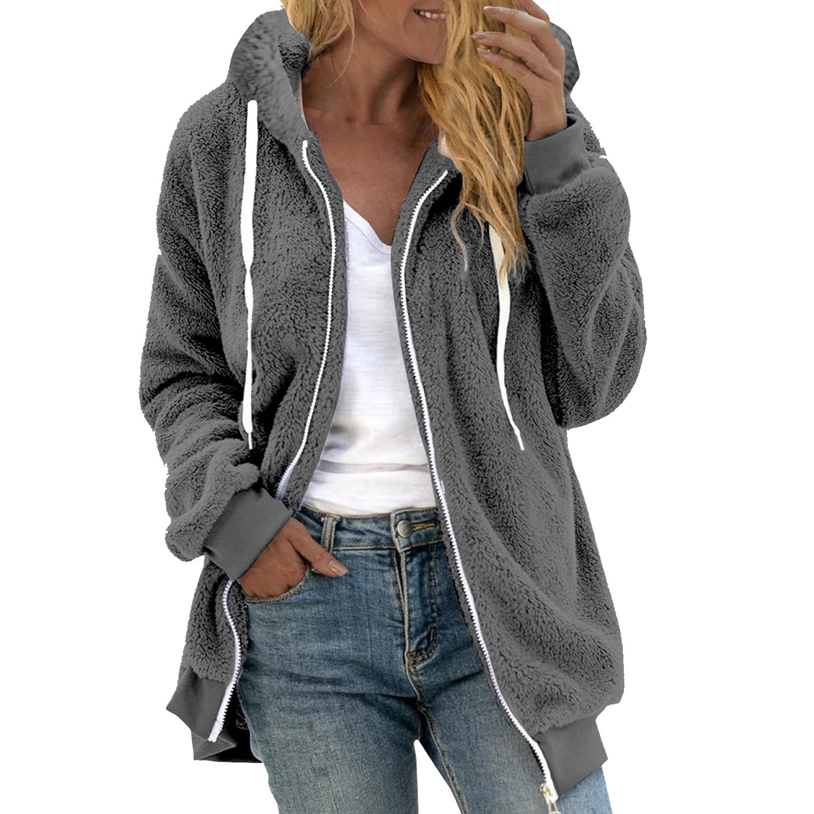 Leadmall Womens Full Zip Hoodies Winter Fleece Jackets Women’s Plus ...