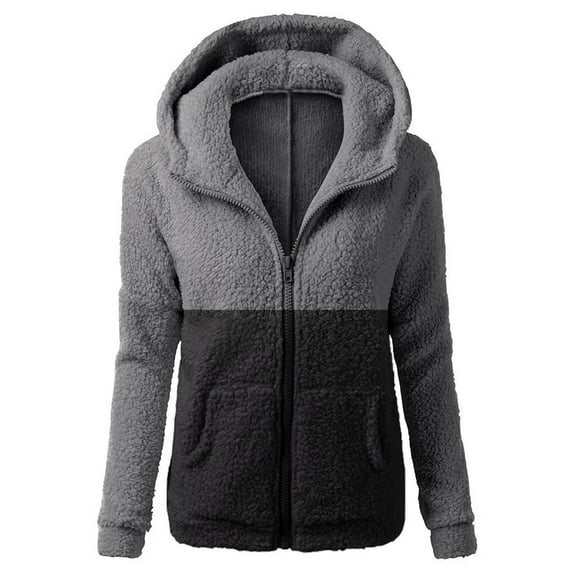 Leadmall Womens Jackets Lightweight Trendy Full Zip Hoodies Long Sleeve Hooded Sweatshirt Pockets Fall Casual Sweatshirts Jacket Winter Warm Fleece Hoodies Jackets Coat Sweater Outwear Y-Y11 Gray 3XL
