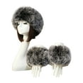 thumbnail image 1 of Leadrop 1 Set Women Headband Gloves Solid Color All Match Faux Fur Furry Empty Top Hat Wrist Sleeves for Skiing, 1 of 11