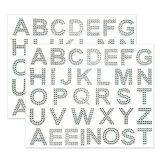 Homeford Alphabet Letters Rhinestone Stickers, 1-Inch, 50-Count (Silver)