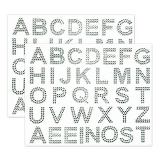  Locacrystal 34Pcs Bling Rhinestone Alphabet Letter Stickers,  A-Z Letters Self-Adhesive hotfix Crystal Rhinestones Word Stickers for Cars  Arts Crafts Clothing DIY Decoration(White/Silver)