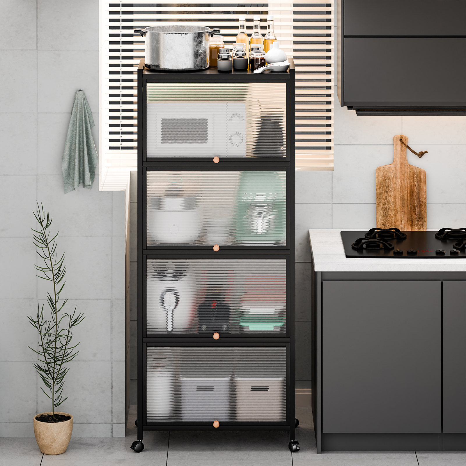 Leadrop 5 Tier Pantry Storage Cabinet, Baker Racks for Kitchen with ...