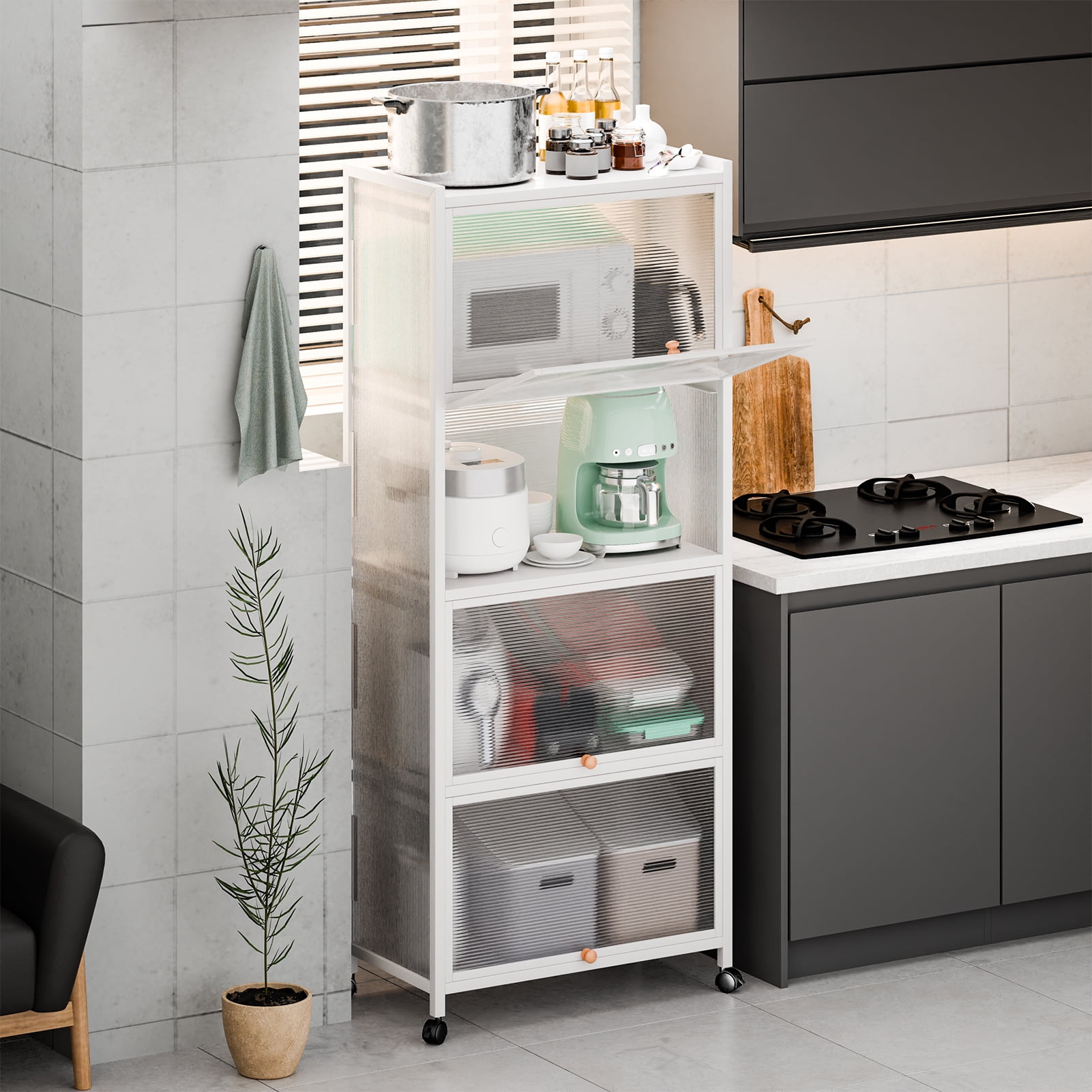 Leadrop 5 Tier Pantry Storage Cabinet, Baker Racks for Kitchen with ...