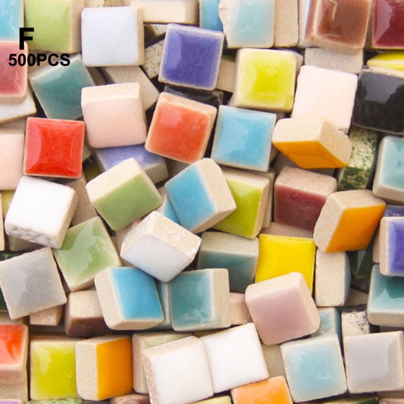Leadrop 500Pcs 1x1cm Ceramic Mix-color Square Glass DIY Crafts Mosaic Tiles Art Supplies