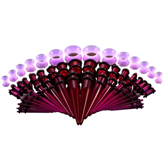 Leadrop 50Pcs Ear Expander Double O-Rings Flared Tunnels Three-piece Suit Hypoallergenic Body Piercing Jewelry Set Smooth Surface Finish Acrylic Tapers And Plugs Silicone Tunnels Perfect Gift