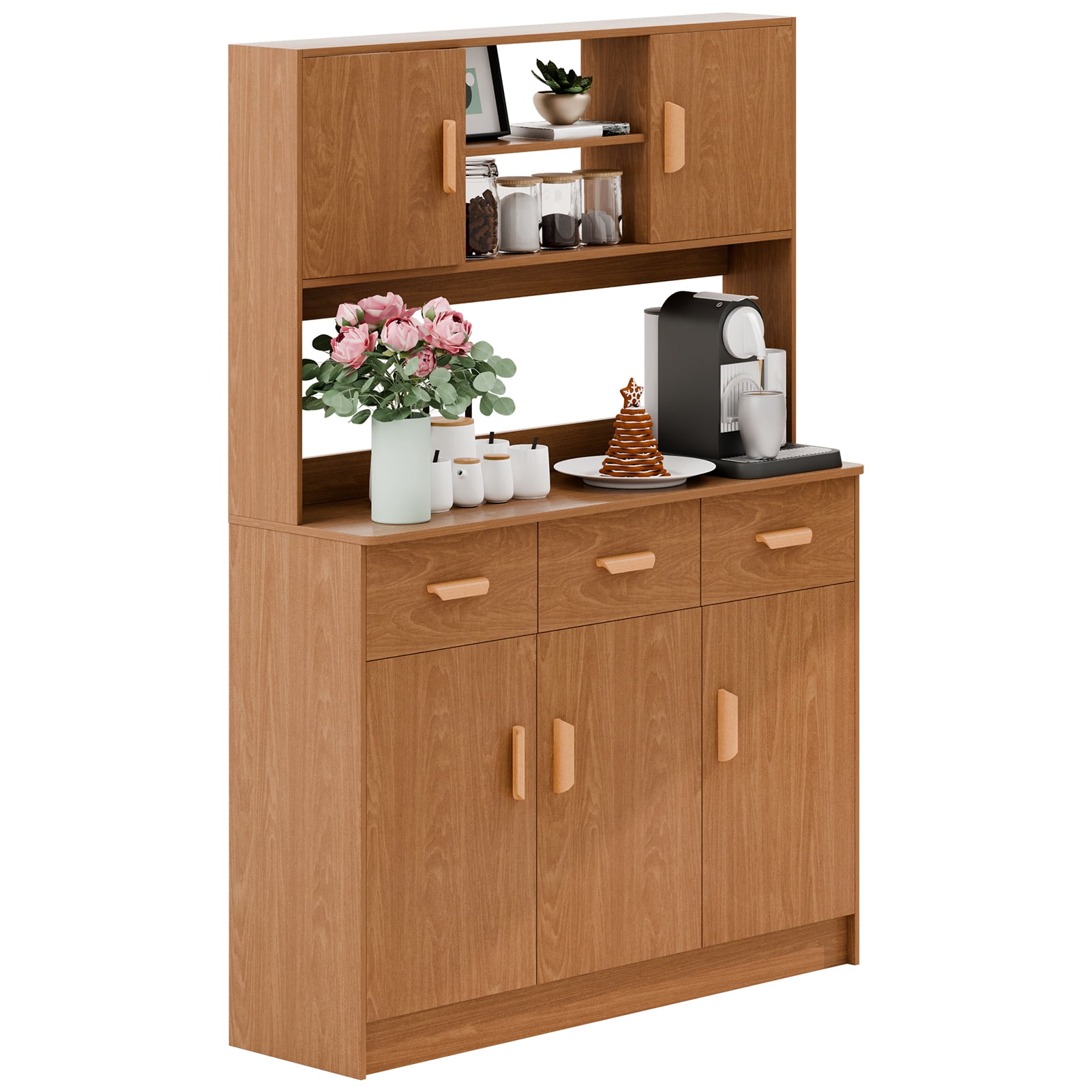 Leadrop 66" Tall Kitchen Pantry Storage Cabinet, Modern Kitchen Hutch ...