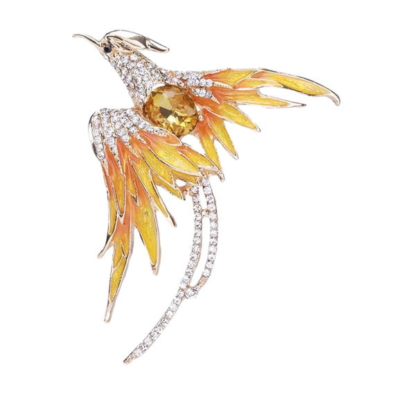 Leadrop Lady Brooch Geometric Shape Electroplating Faux Crystal Elegant Glitter Clothing Matching Dress Up Phoenix Bird Corsage Brooch Jewelry Accessory