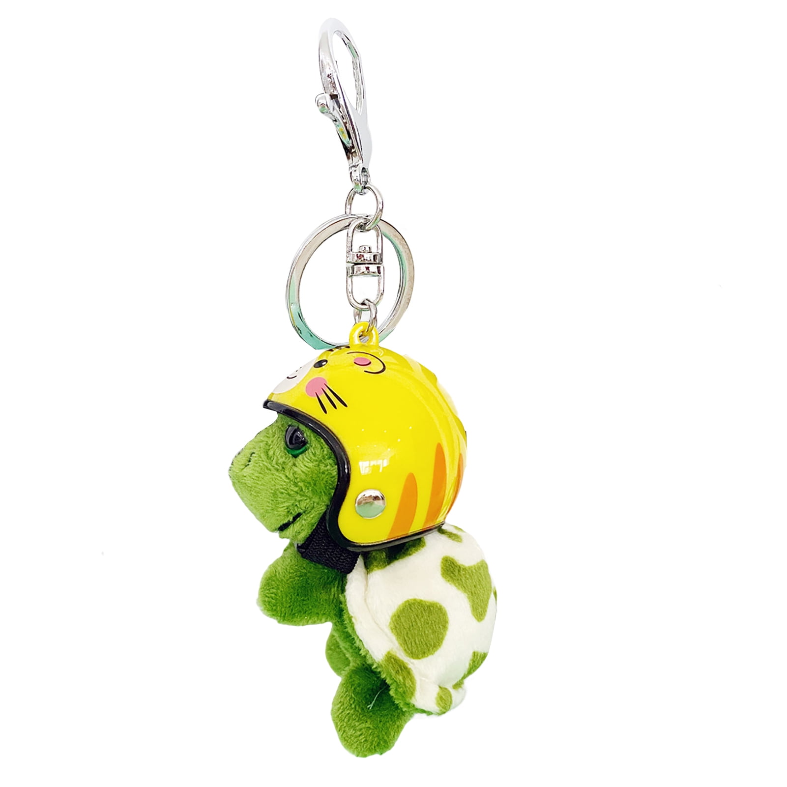 Leadrop Plush Turtle Keychain with Helmet Metal Ring Funny Soft Fuzzy ...