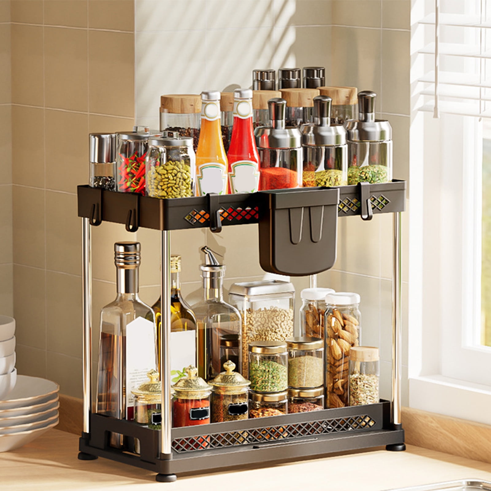 Drwas Rack Leadrop Pull-Out Drawers Organizer Storage Rack Large Capacity Dual ...