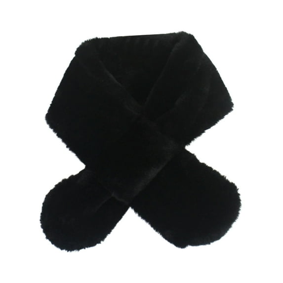 Leadrop Solid Color Wide Korean Style Kids Scarf Autumn Winter Double-sided Imitation Rabbit Fur Cross Collar Scarf